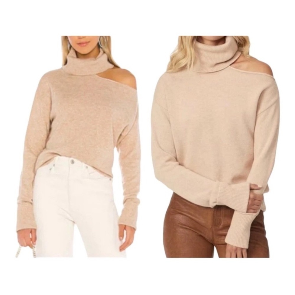 Paige Raundi open shoulder Wool Turtleneck sweater Size Medium